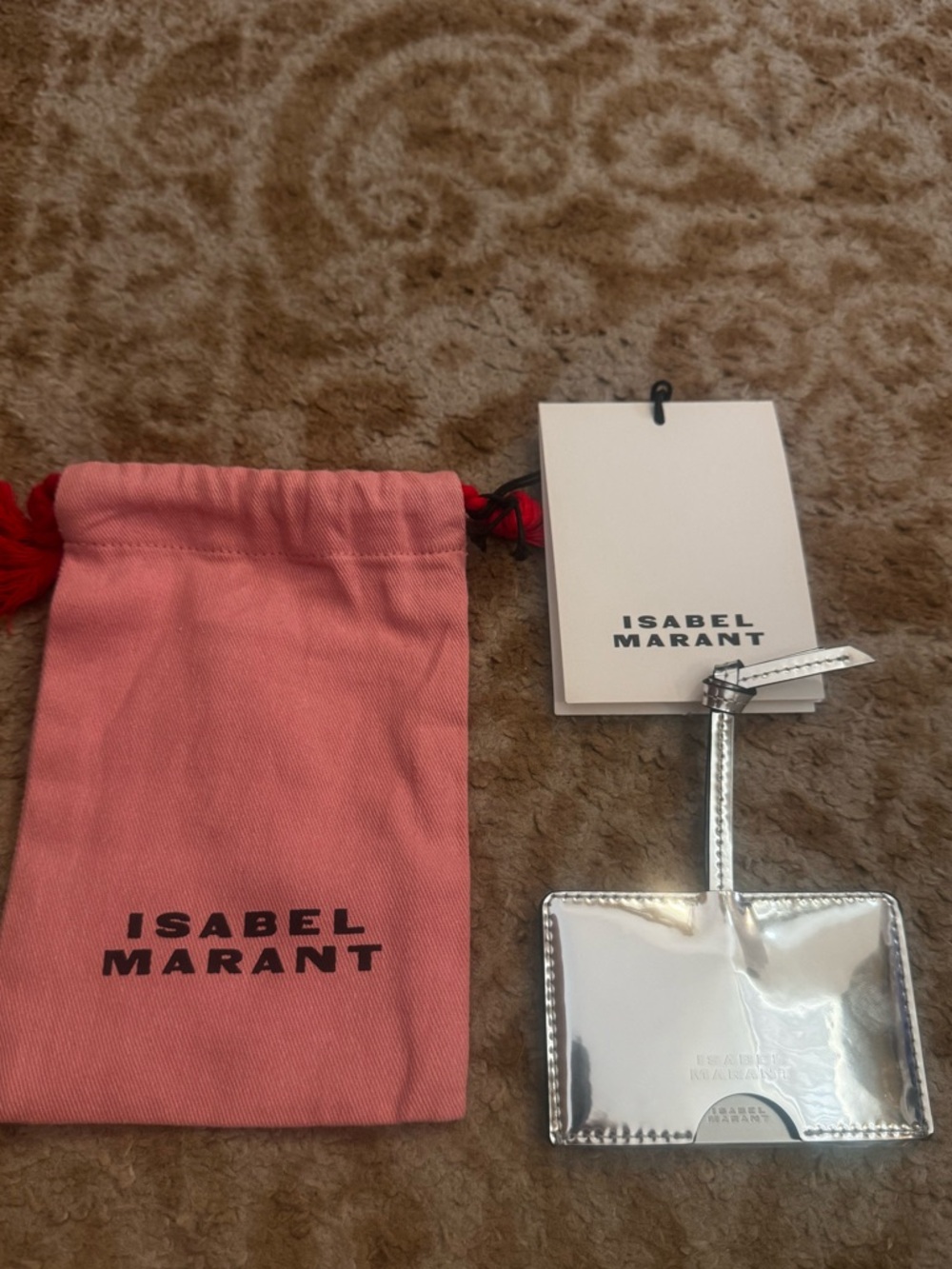 Isabel Marant silver metallic Small mirror with pouch tag Mirry Silver TU $345